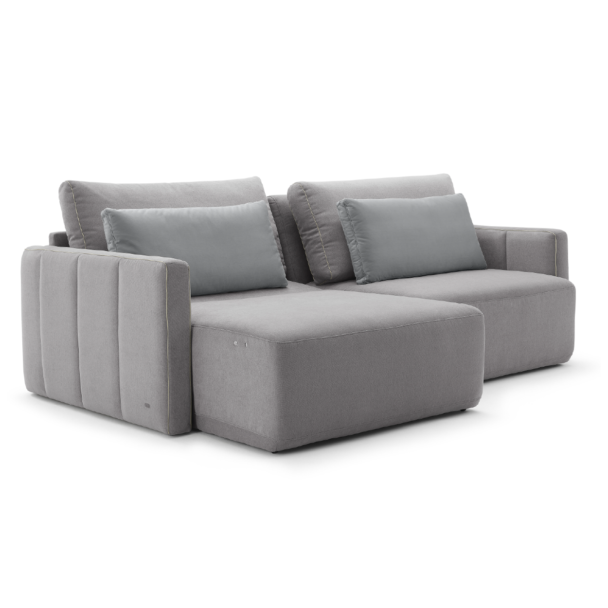 Gray sectional sofa on a white background