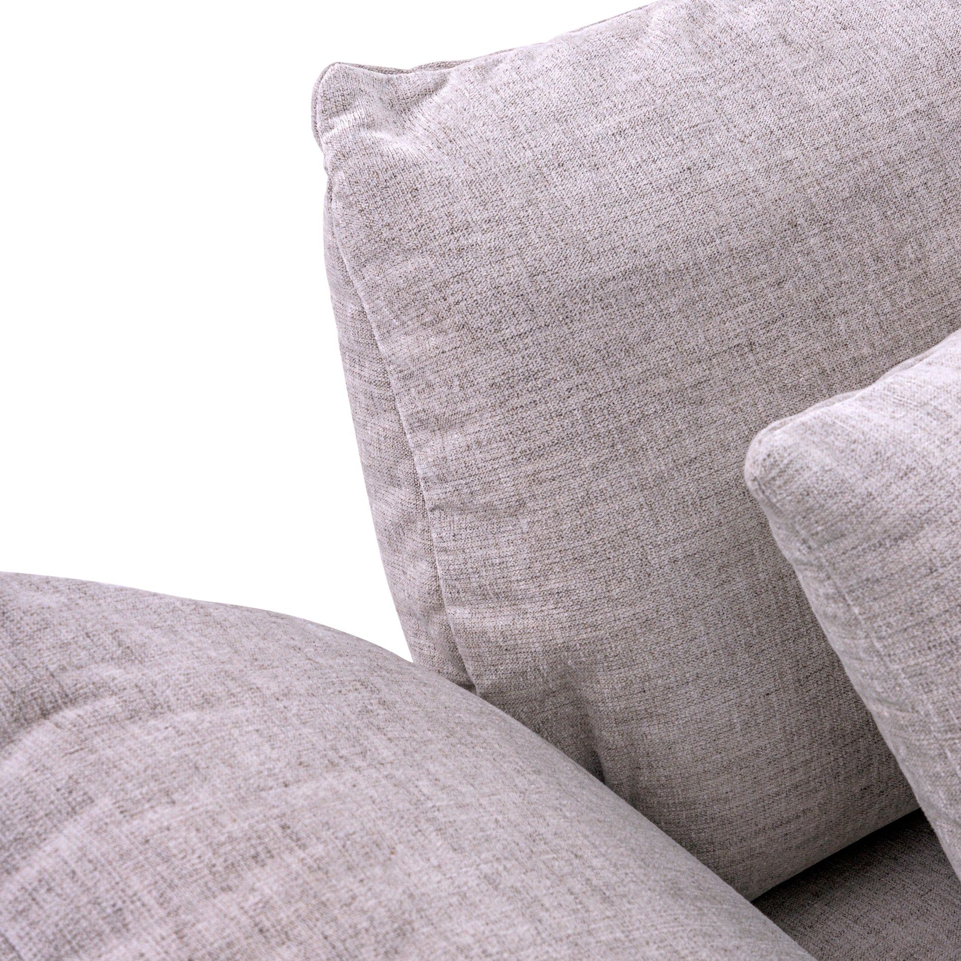 Close-up of gray textured cushions on a sofa