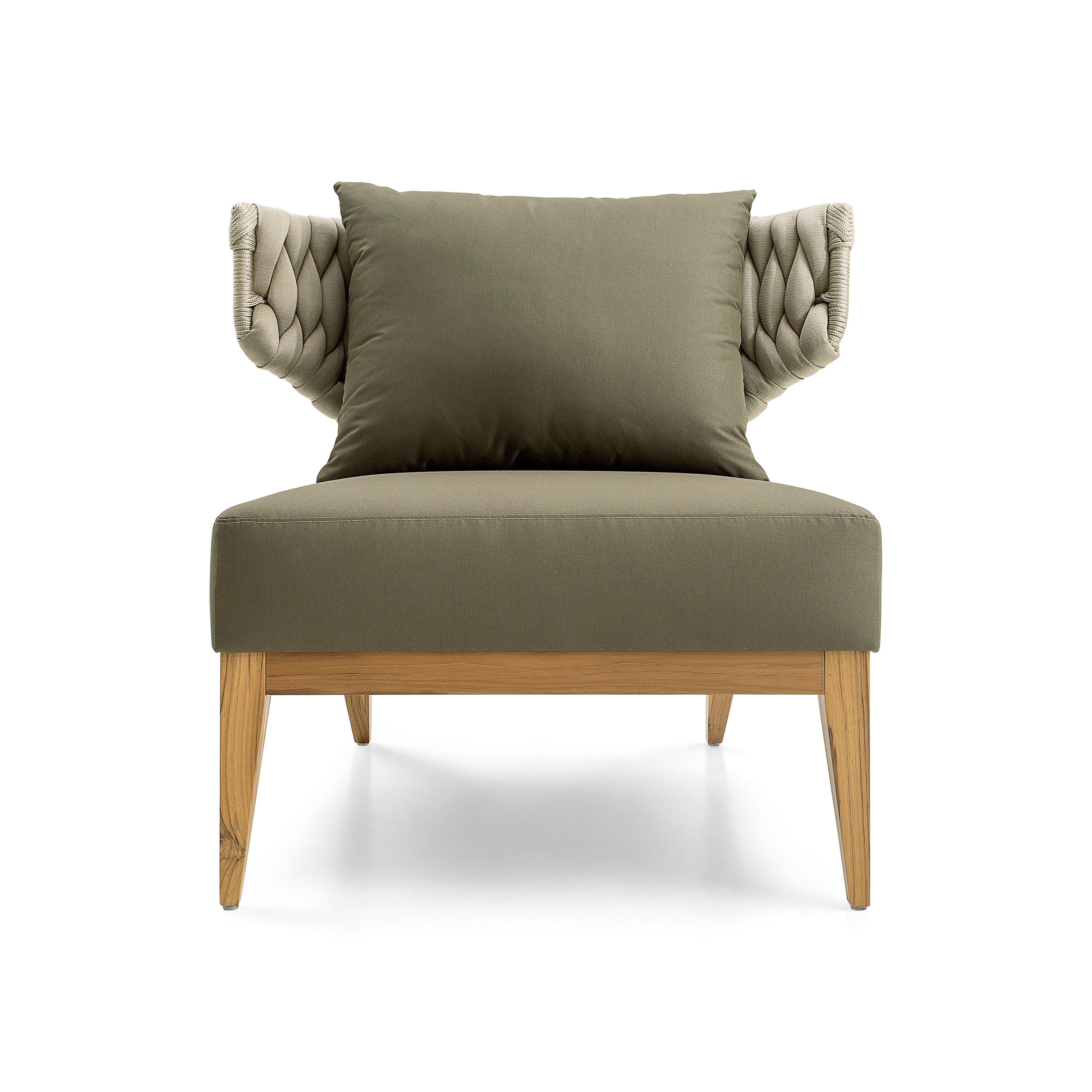 BELUGA Outdoor Armchair in Teak and Green Fabric