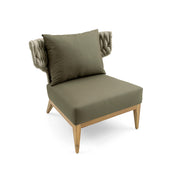 BELUGA Outdoor Armchair in Teak and Green Fabric