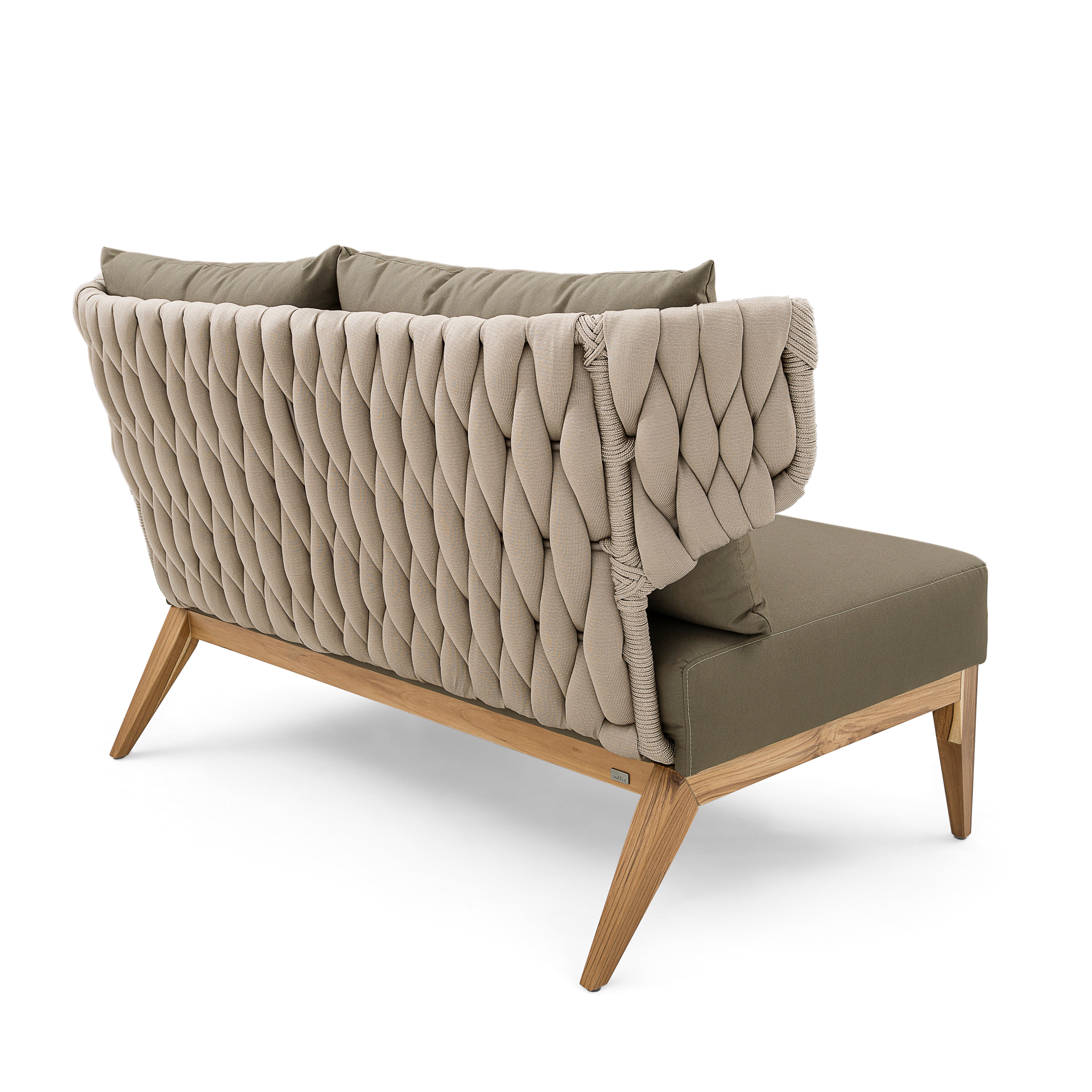 BELUGA Outdoor Loveseat in Teak and Green Fabric
