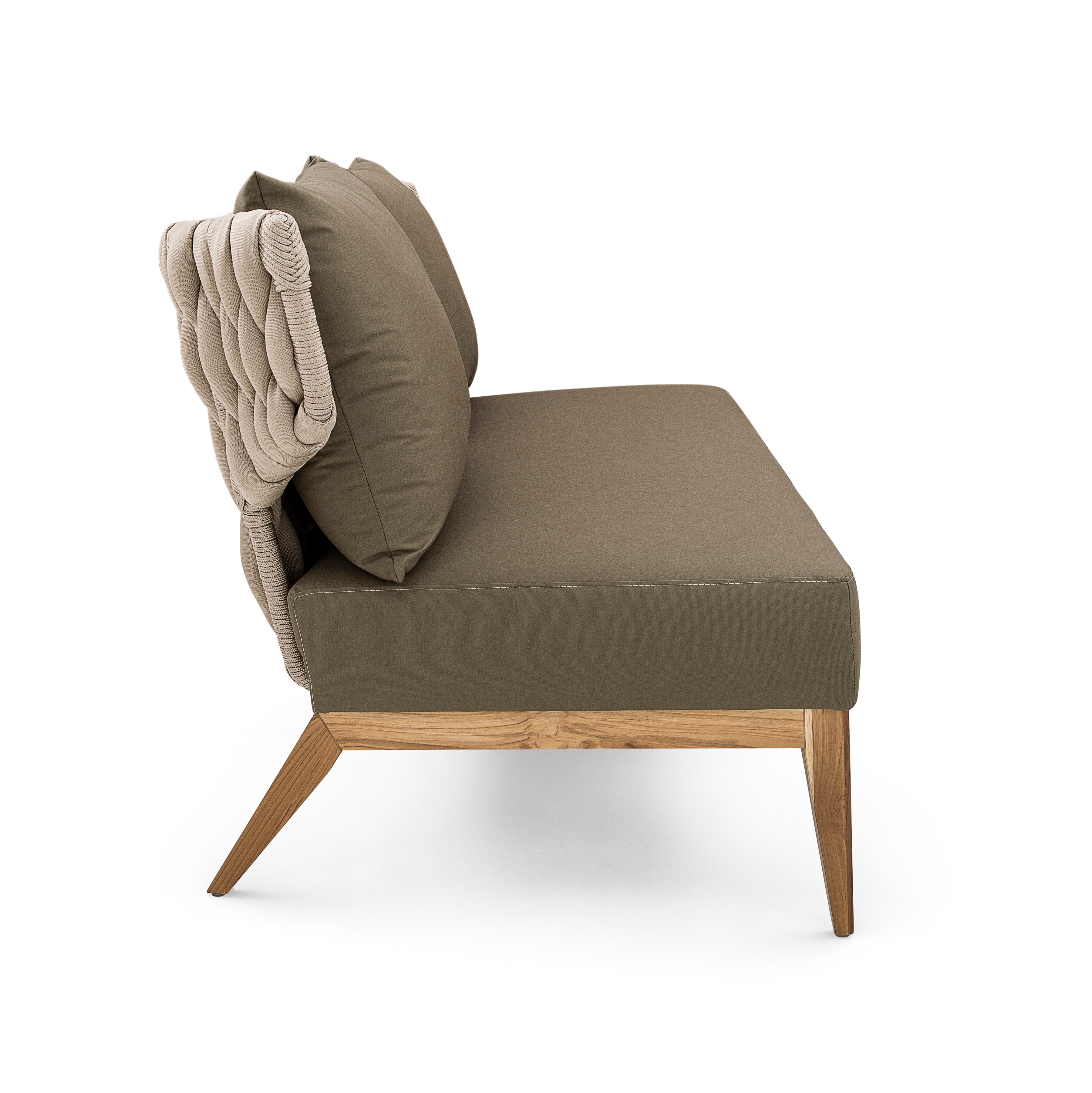 BELUGA Outdoor Loveseat in Teak and Green Fabric