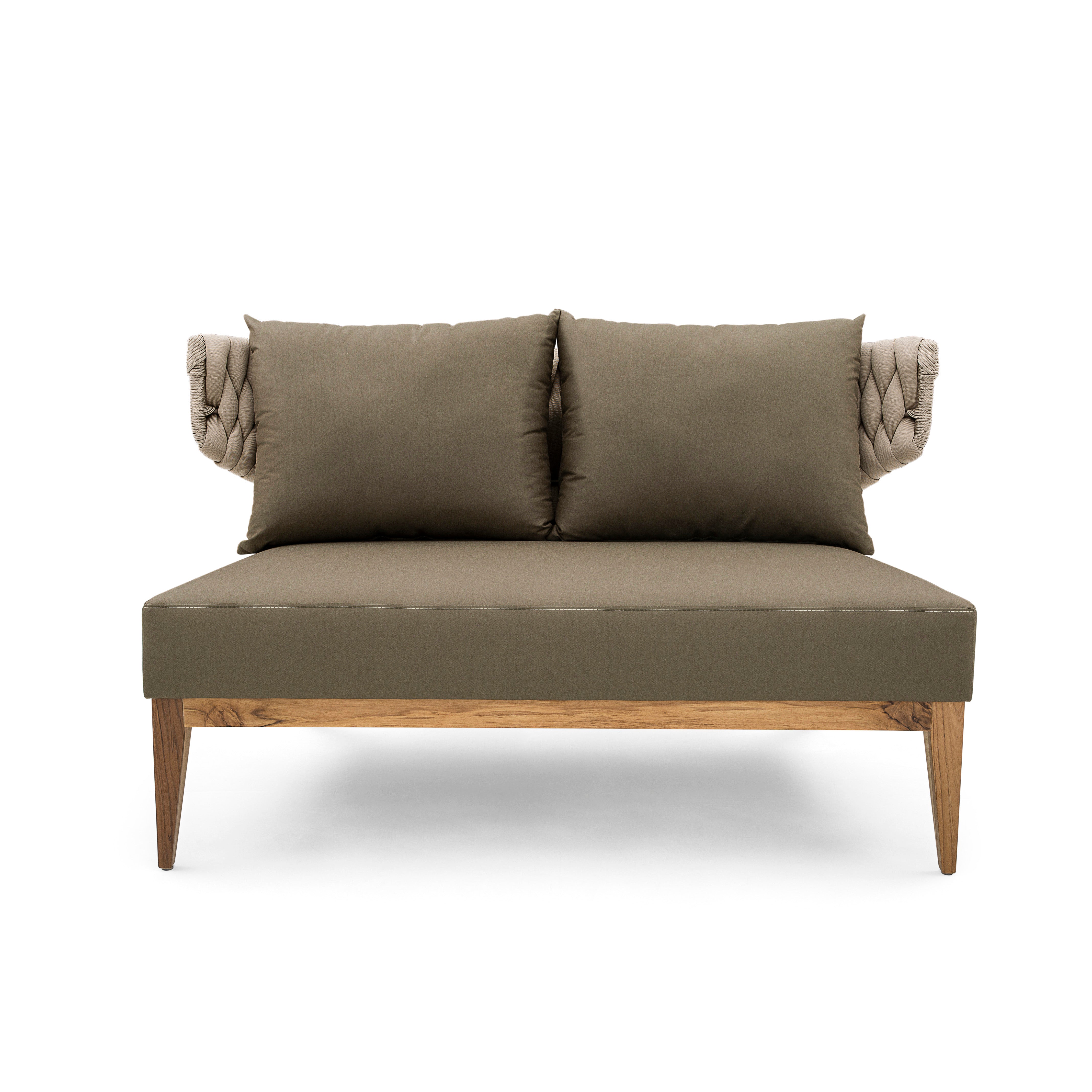 BELUGA Outdoor Loveseat in Teak and Green Fabric