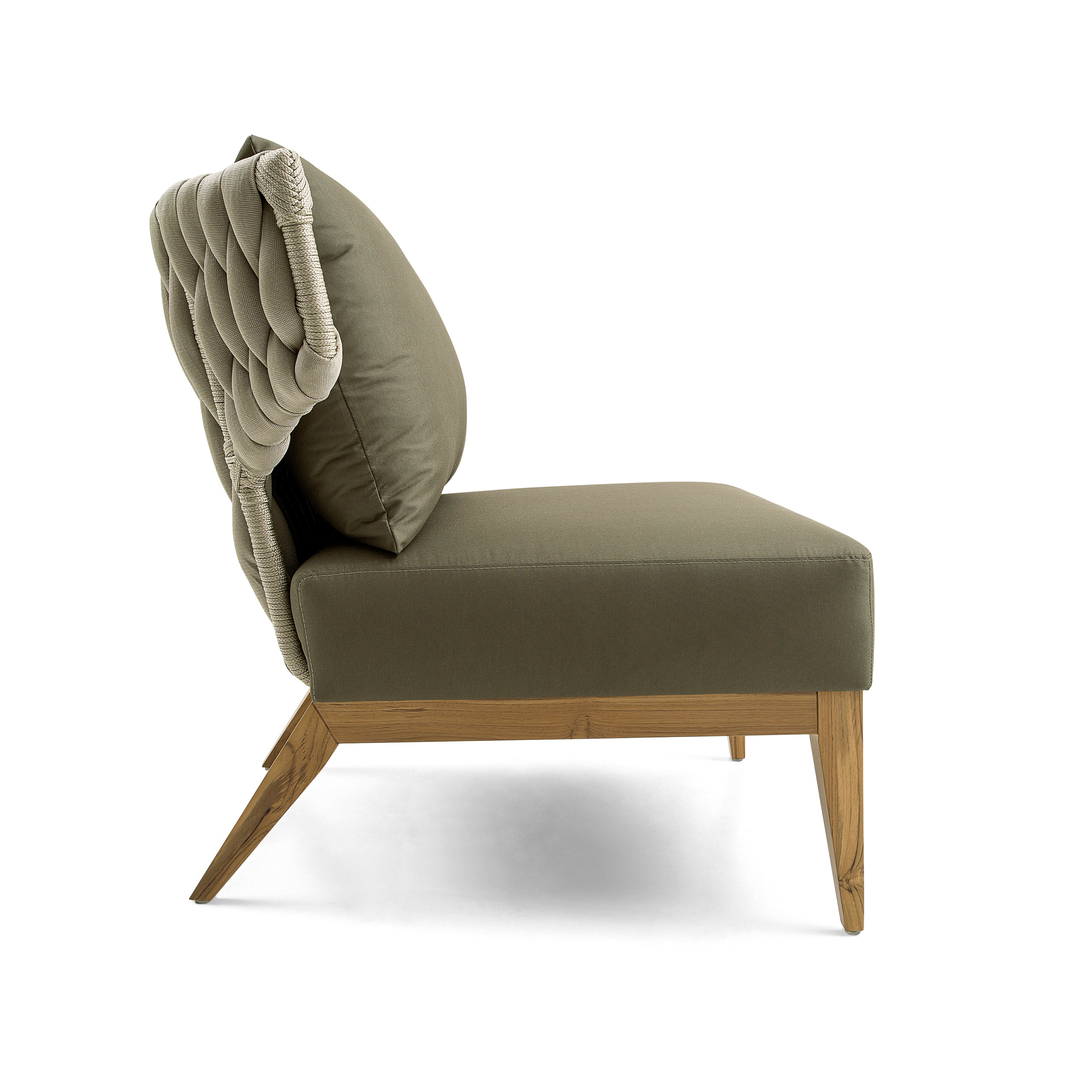BELUGA Outdoor Armchair in Teak and Green Fabric