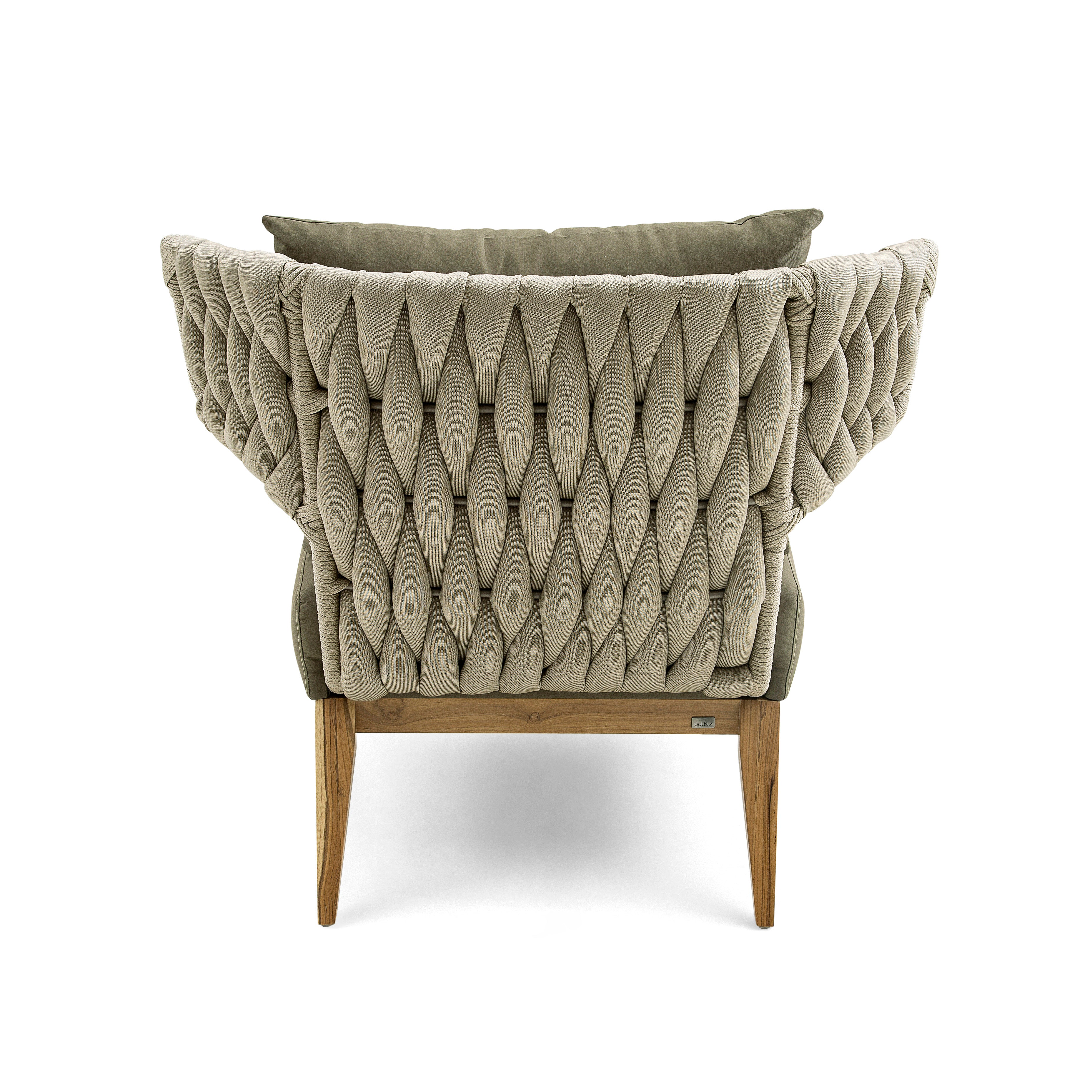 BELUGA Outdoor Armchair in Teak and Green Fabric