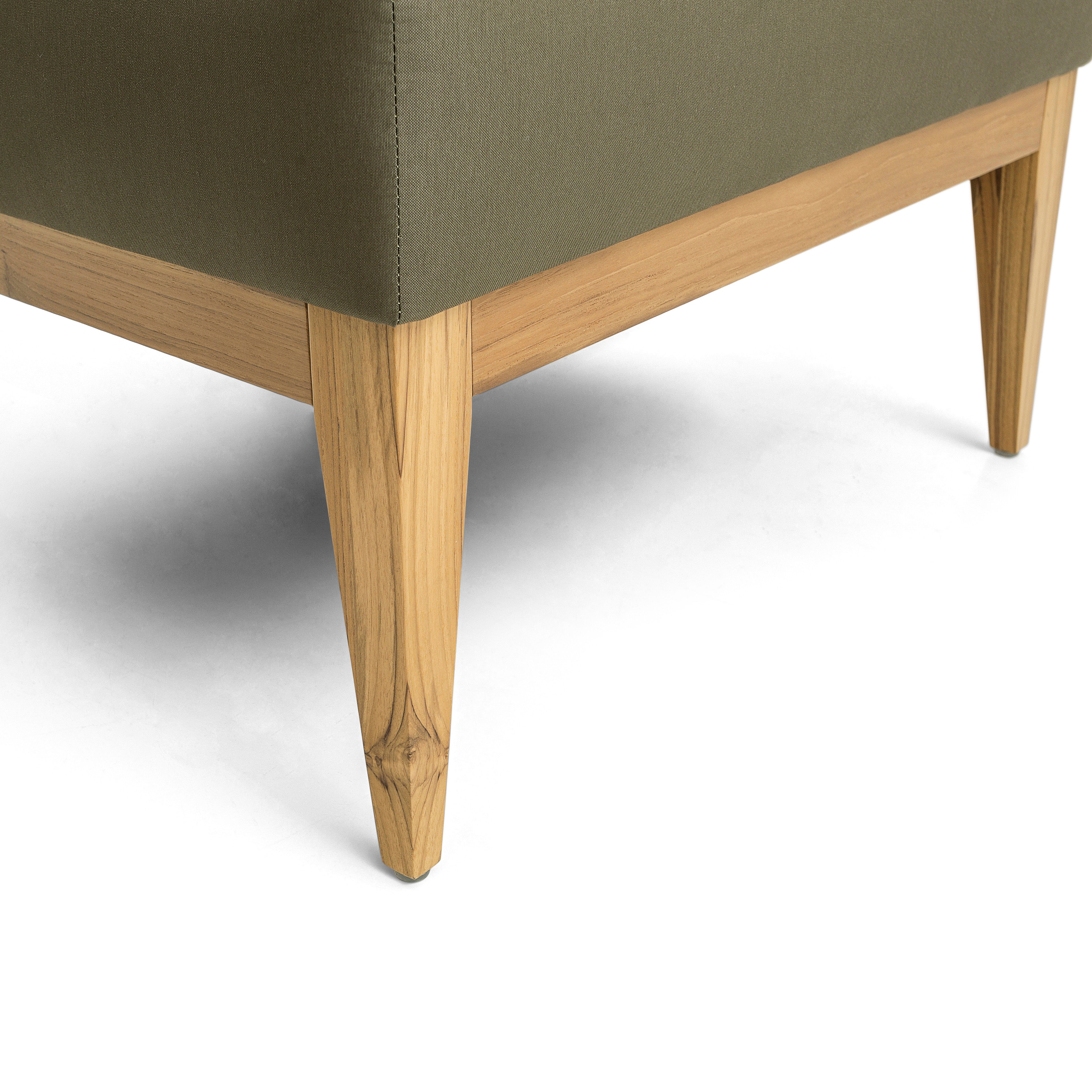 BELUGA Outdoor Armchair in Teak and Green Fabric