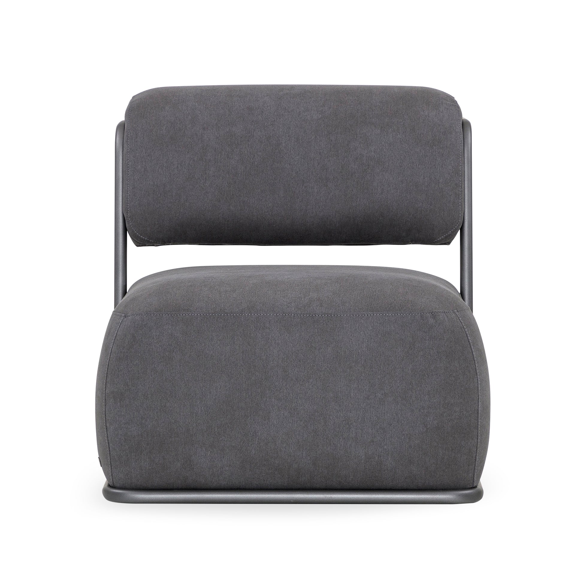 Gray upholstered chair on a white background