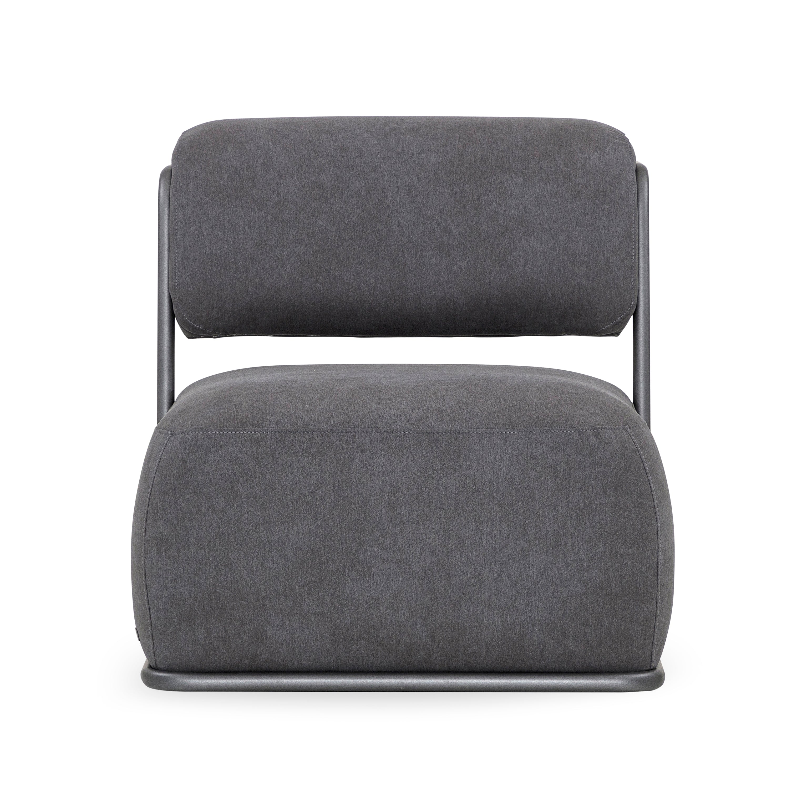 Gray upholstered chair on a white background