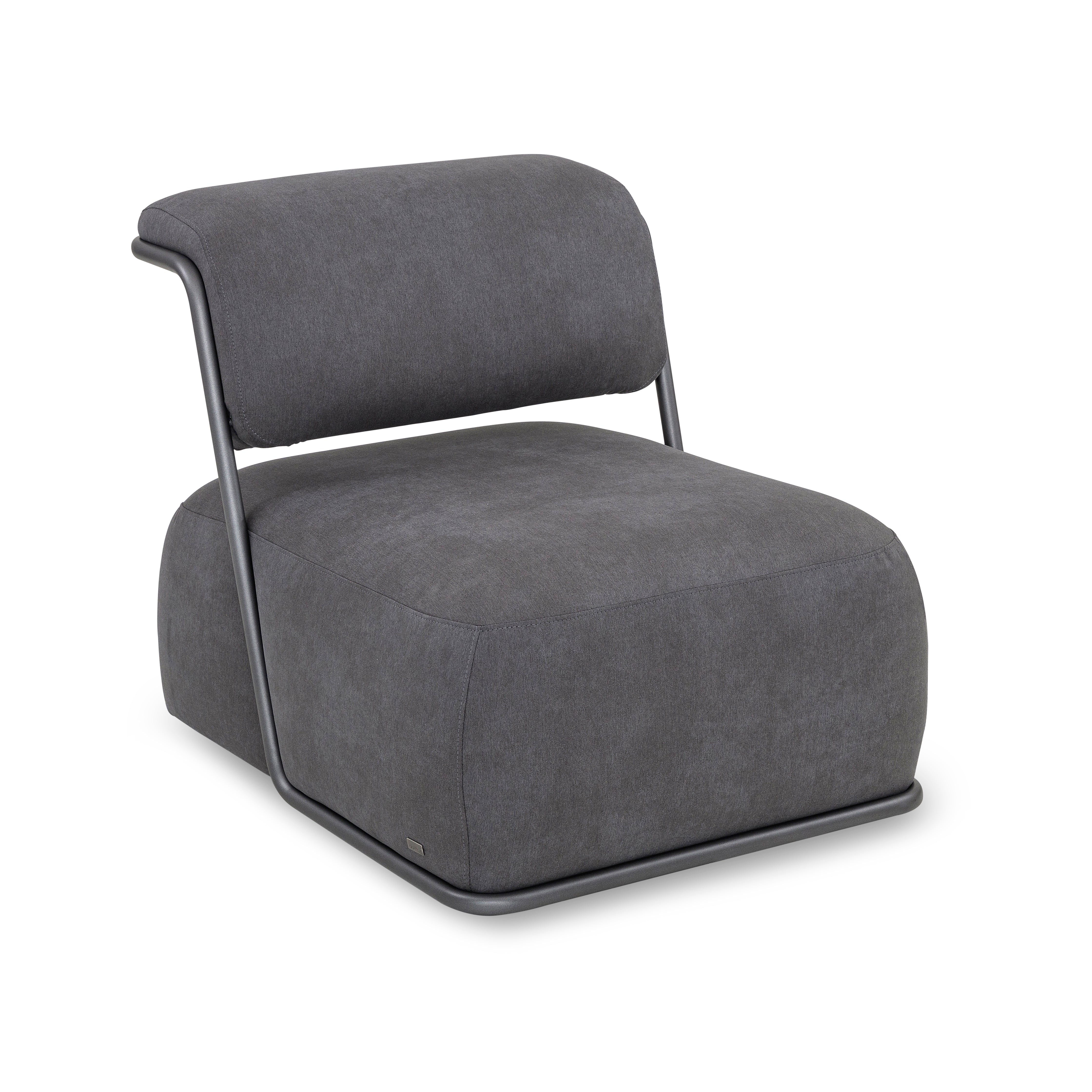 Gray upholstered chair on a white background