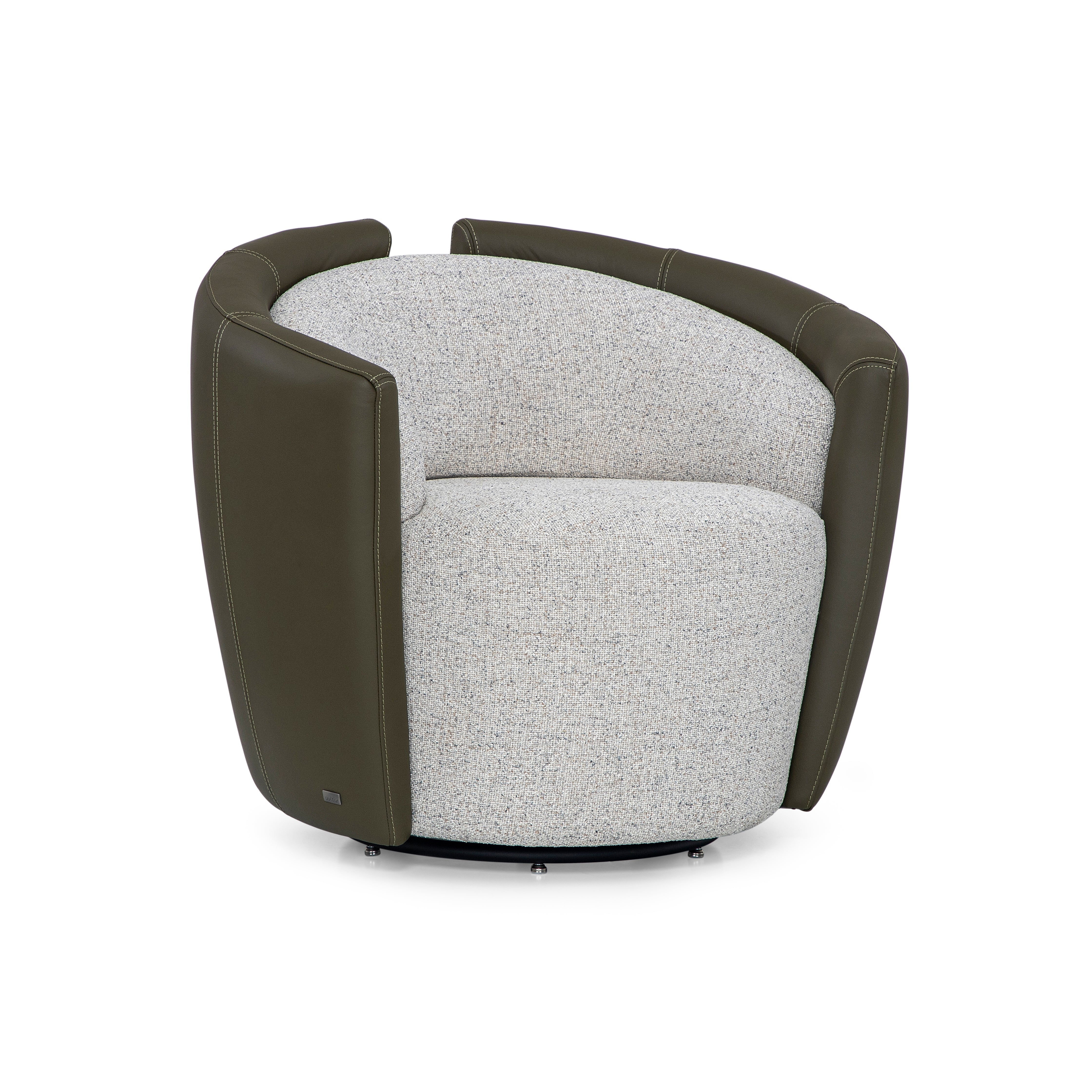 Modern chair with gray cushioned seat and backrest on a white background