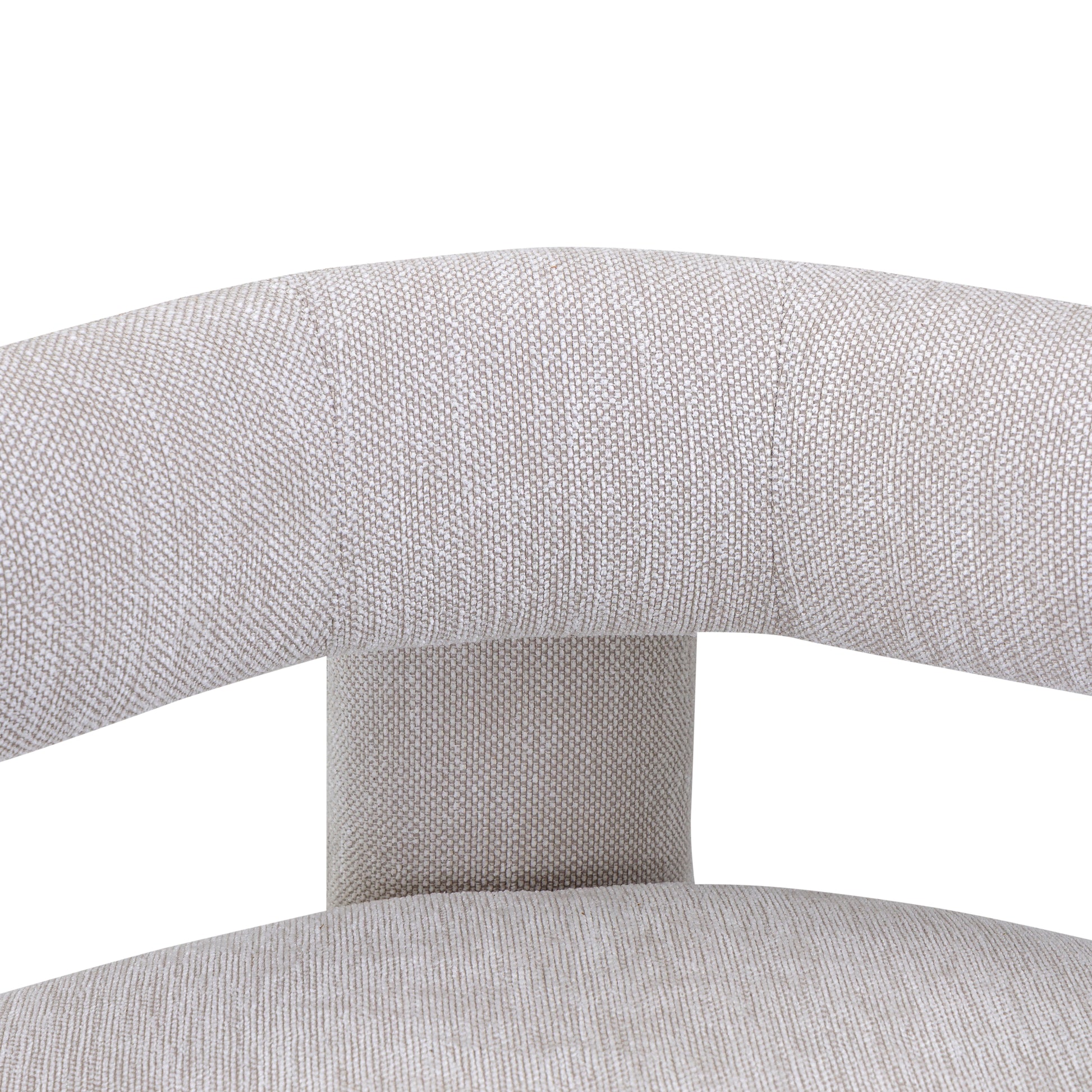 Close-up of a gray textured chair with a white background