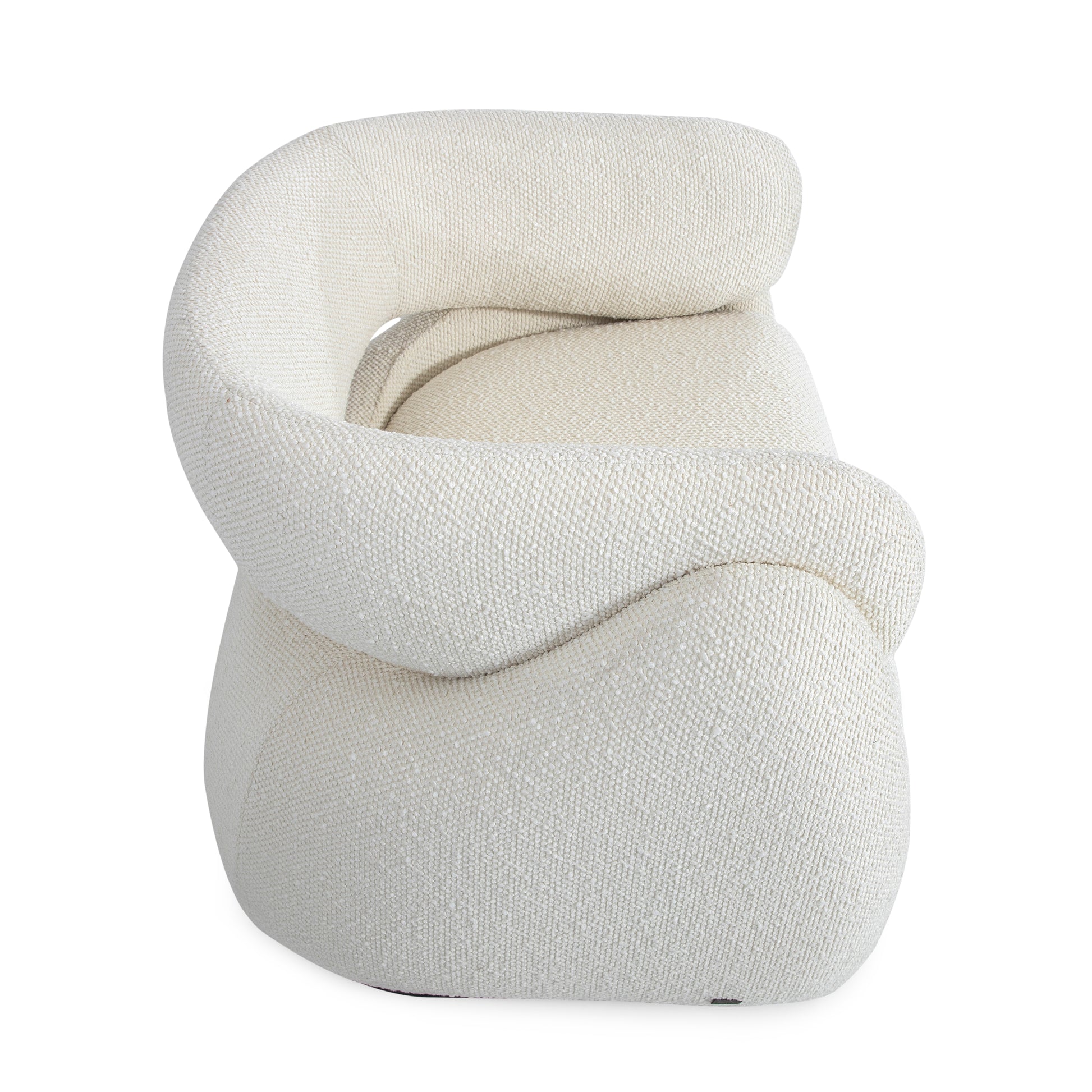 Modern chair with a curved design on a white background