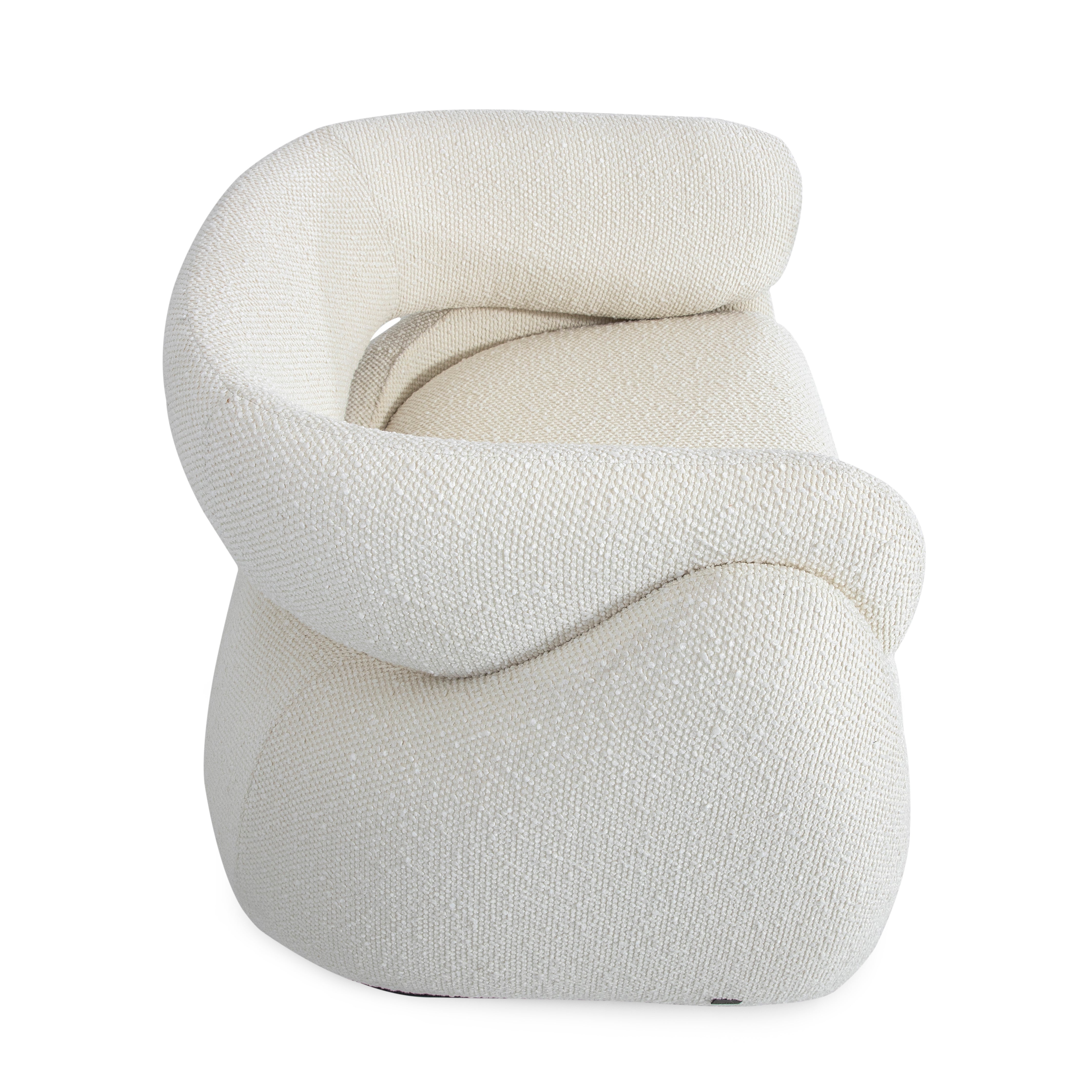 Modern chair with a curved design on a white background