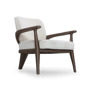 White armchair with wooden frame on a white background