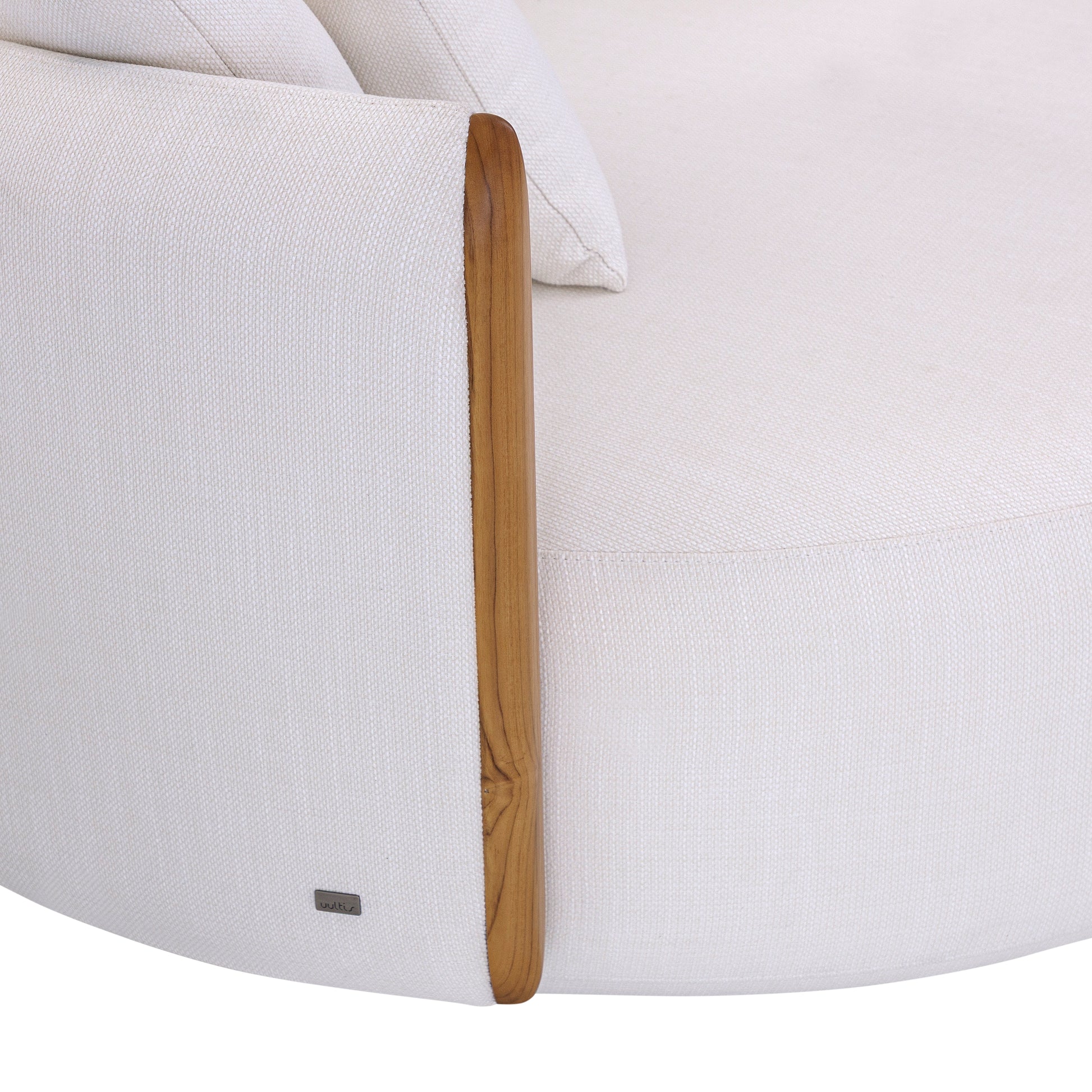 White mattress with wooden headboard on a white background