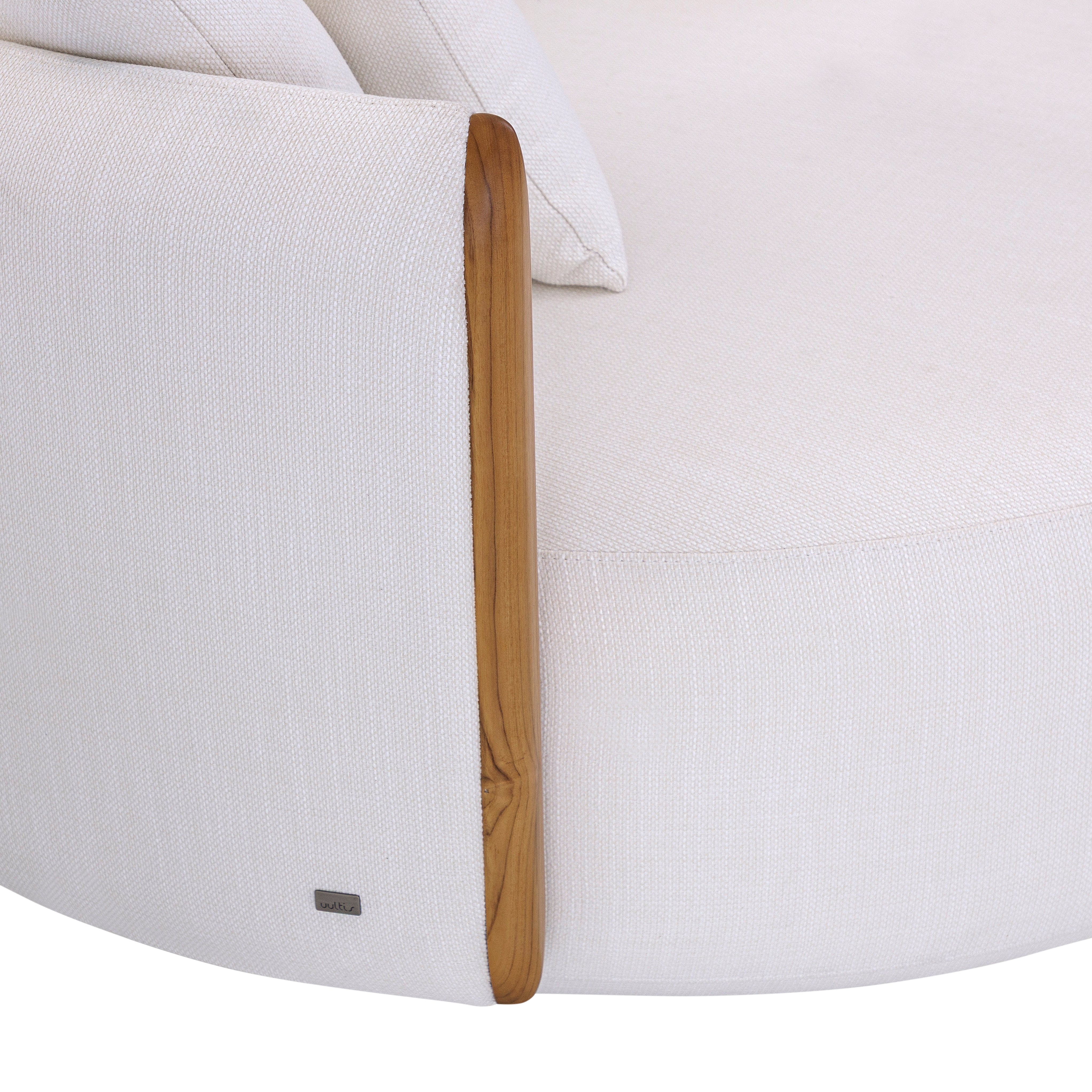 White mattress with wooden headboard on a white background