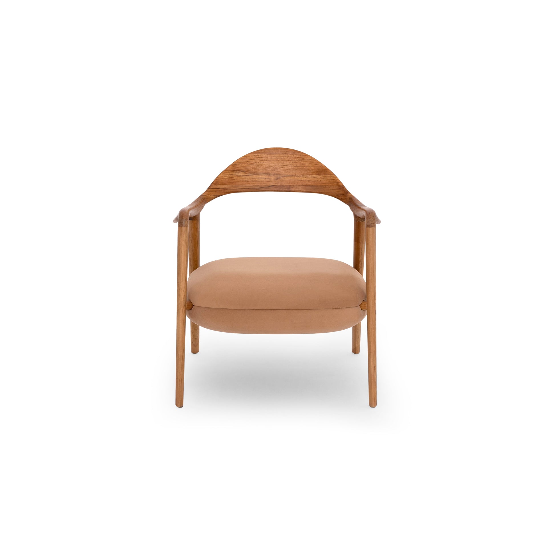 Brown chair with wooden frame on a white background