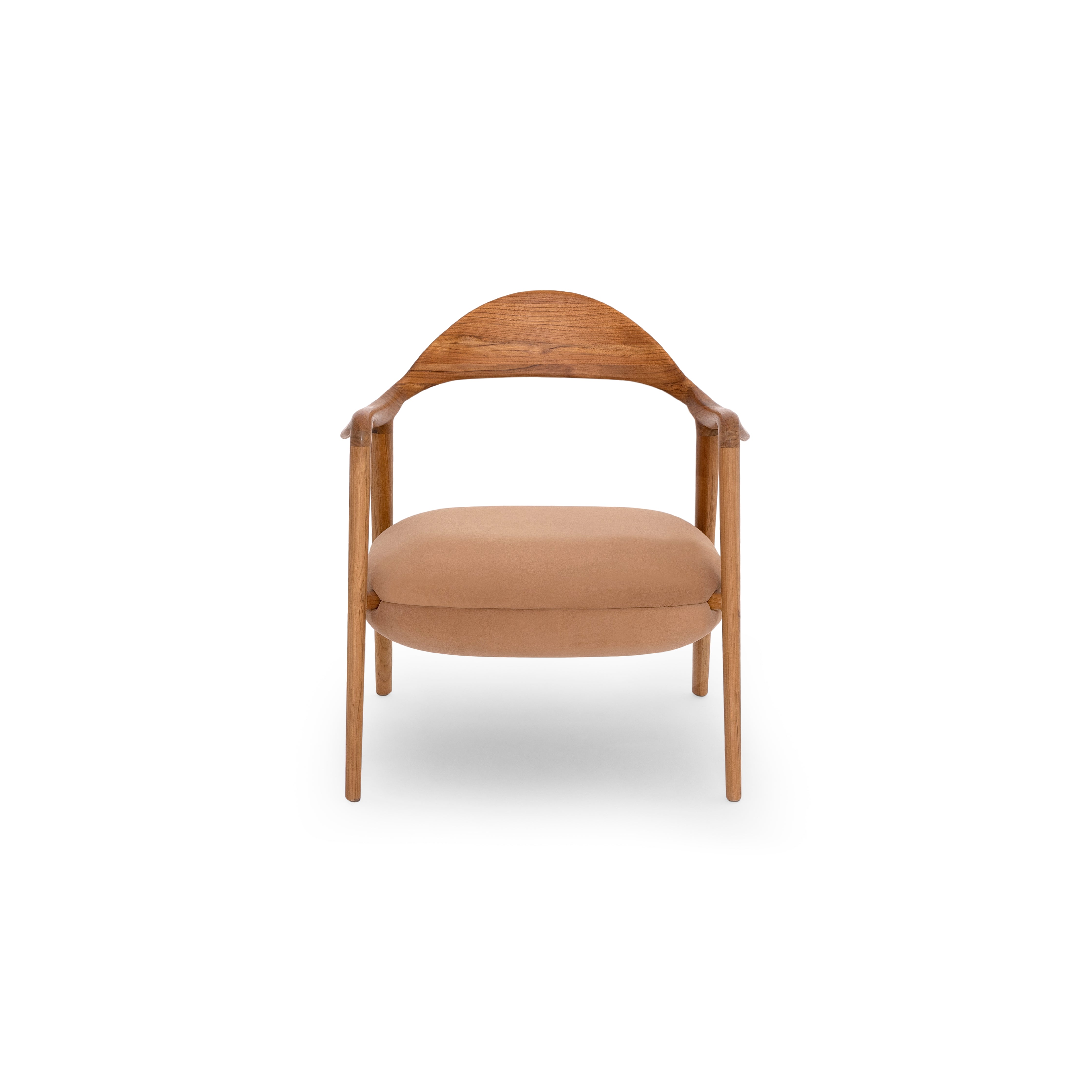 Brown chair with wooden frame on a white background