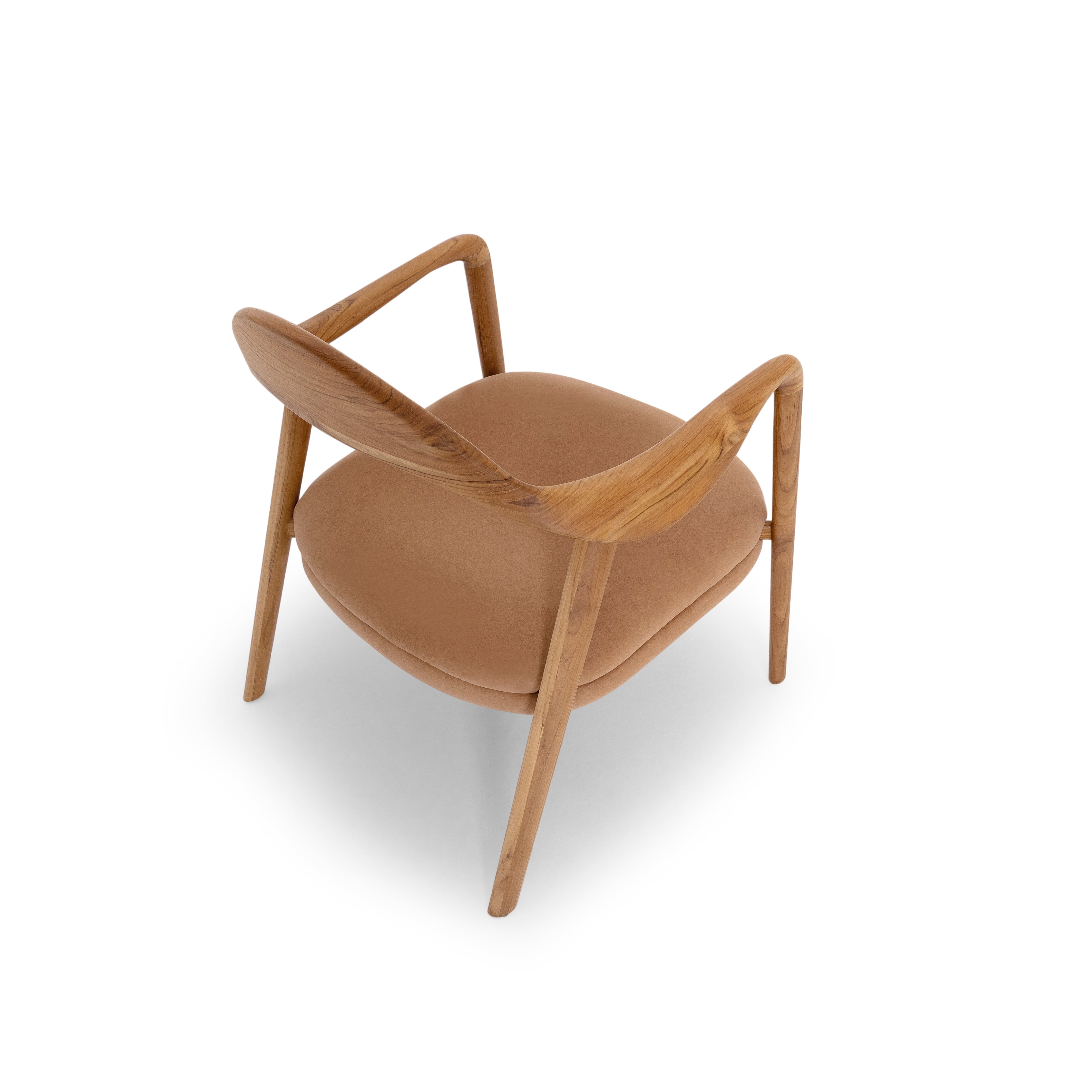 Brown chair with wooden frame on a white background