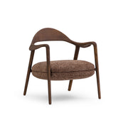 Brown armchair with a textured cushion on a white background