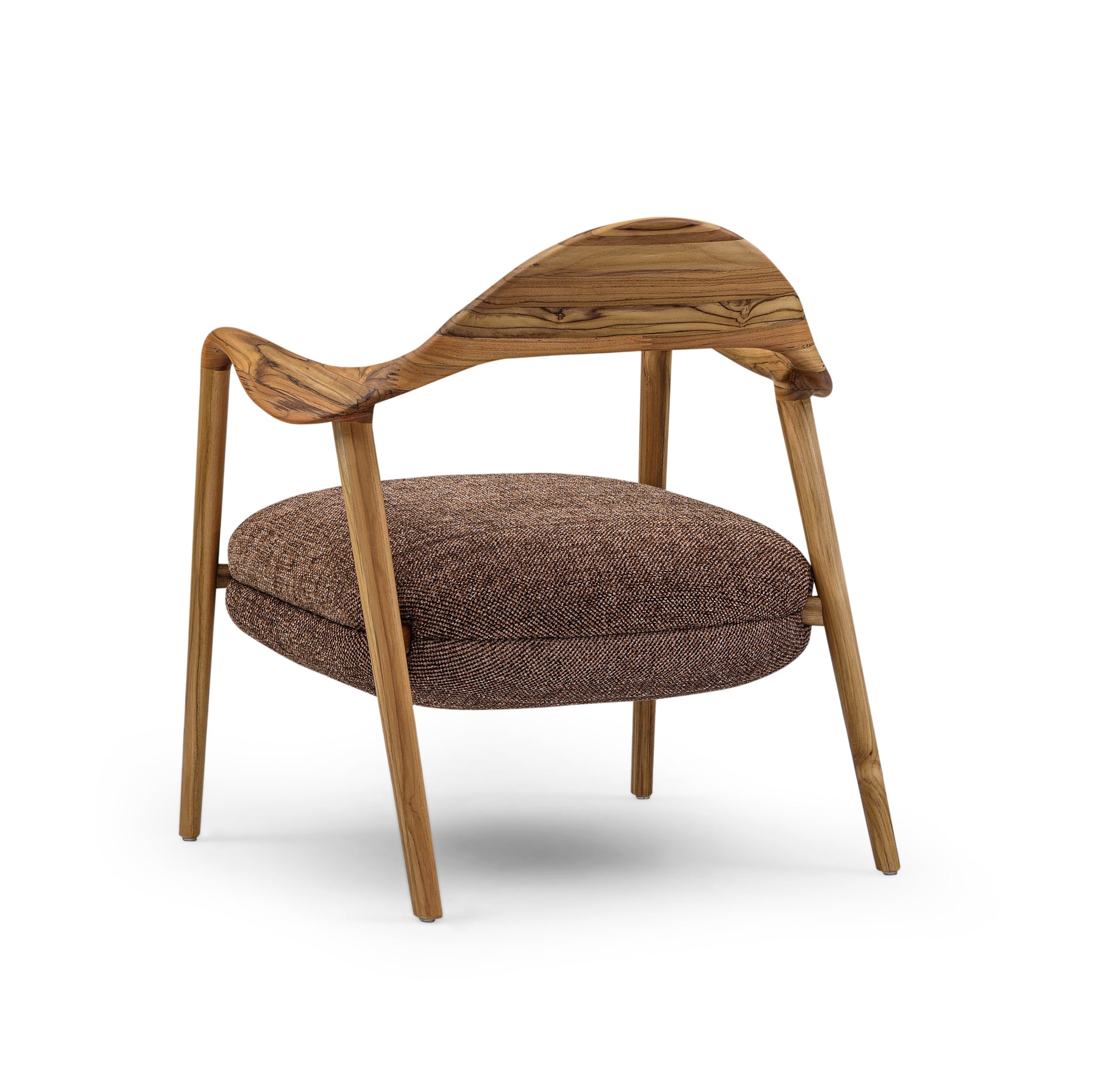 Wooden chair with a brown cushion on a white background
