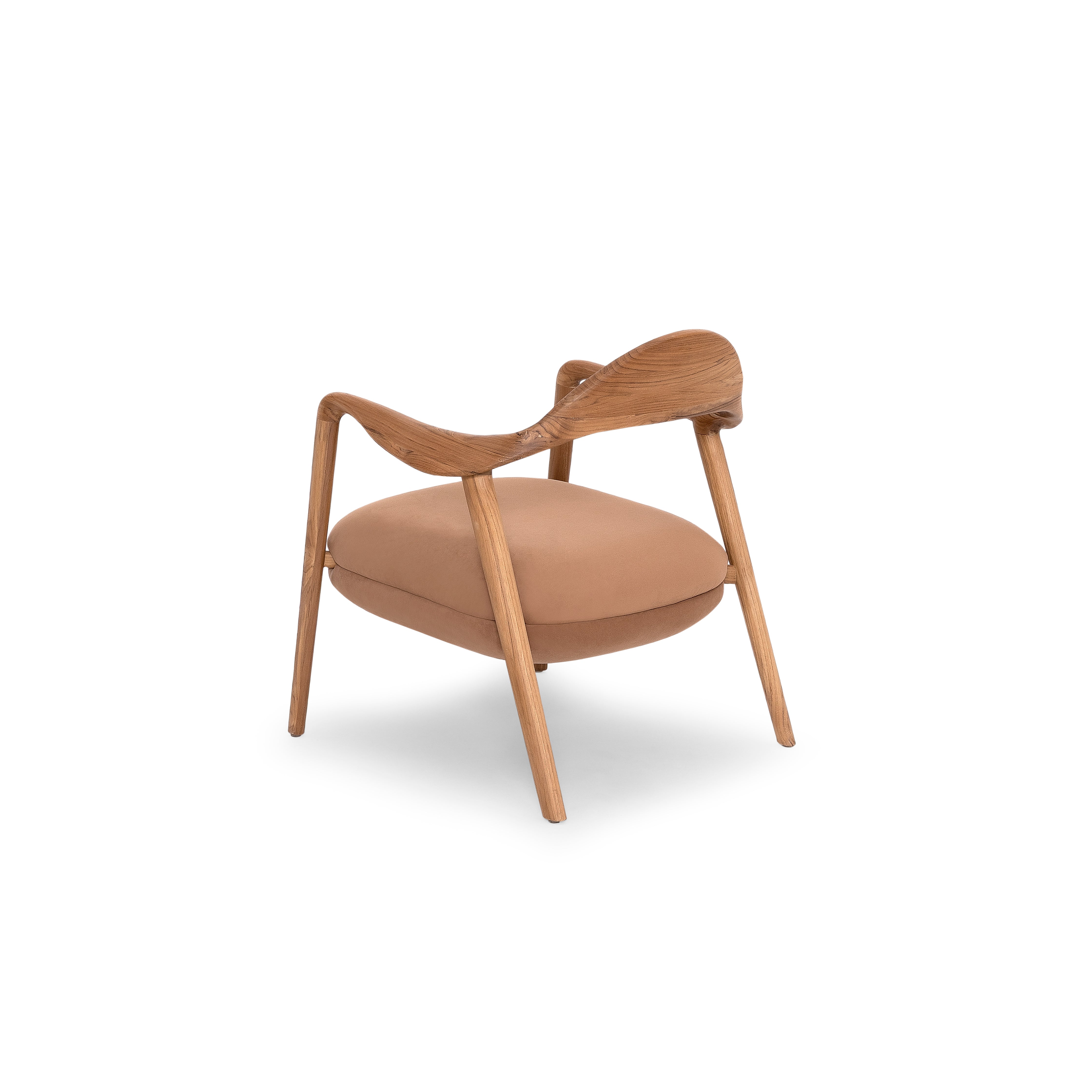 Brown chair with wooden frame on a white background