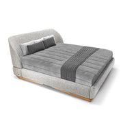 SENILIA King Bed in Walnut and White Fabric