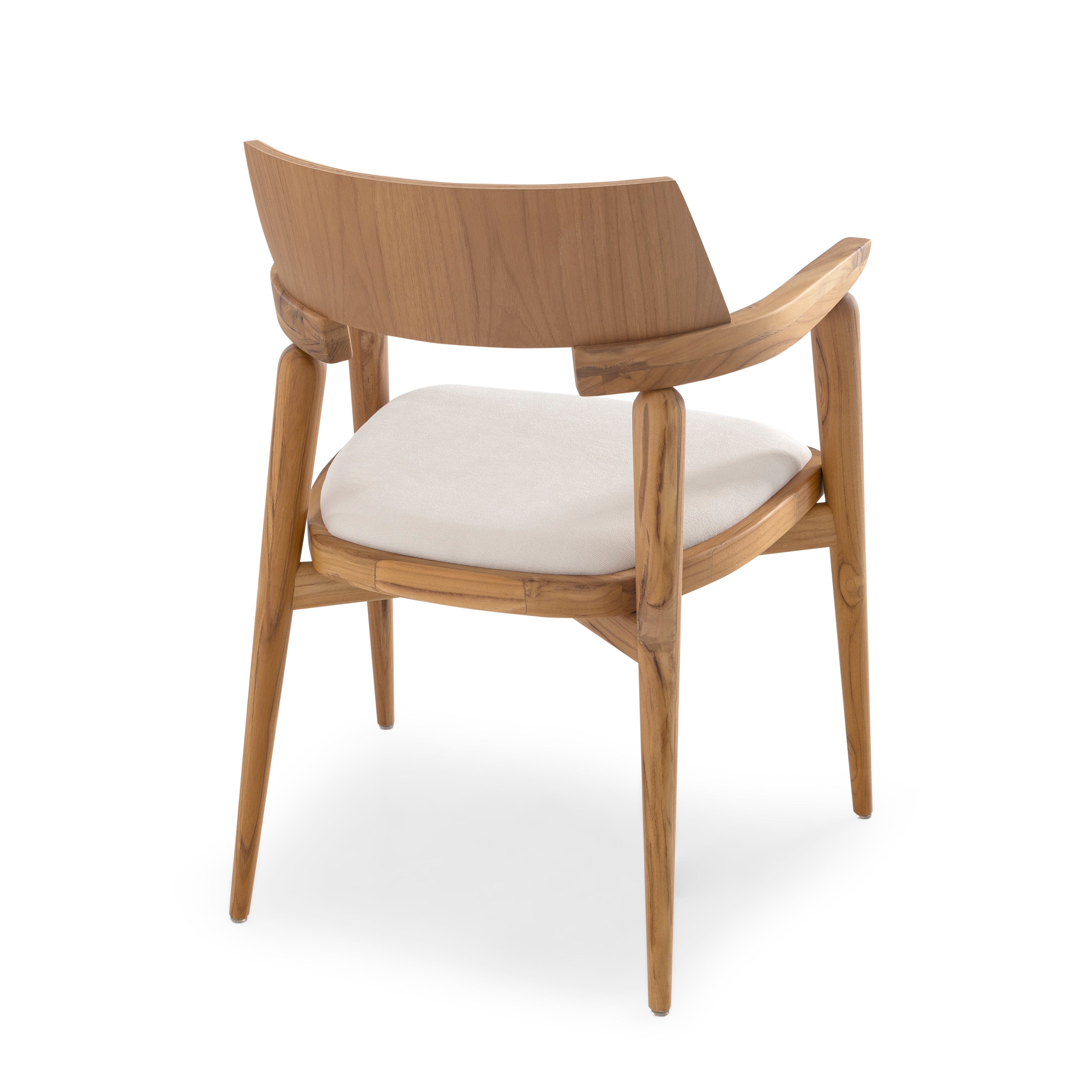Wooden chair with a white cushion on a white background