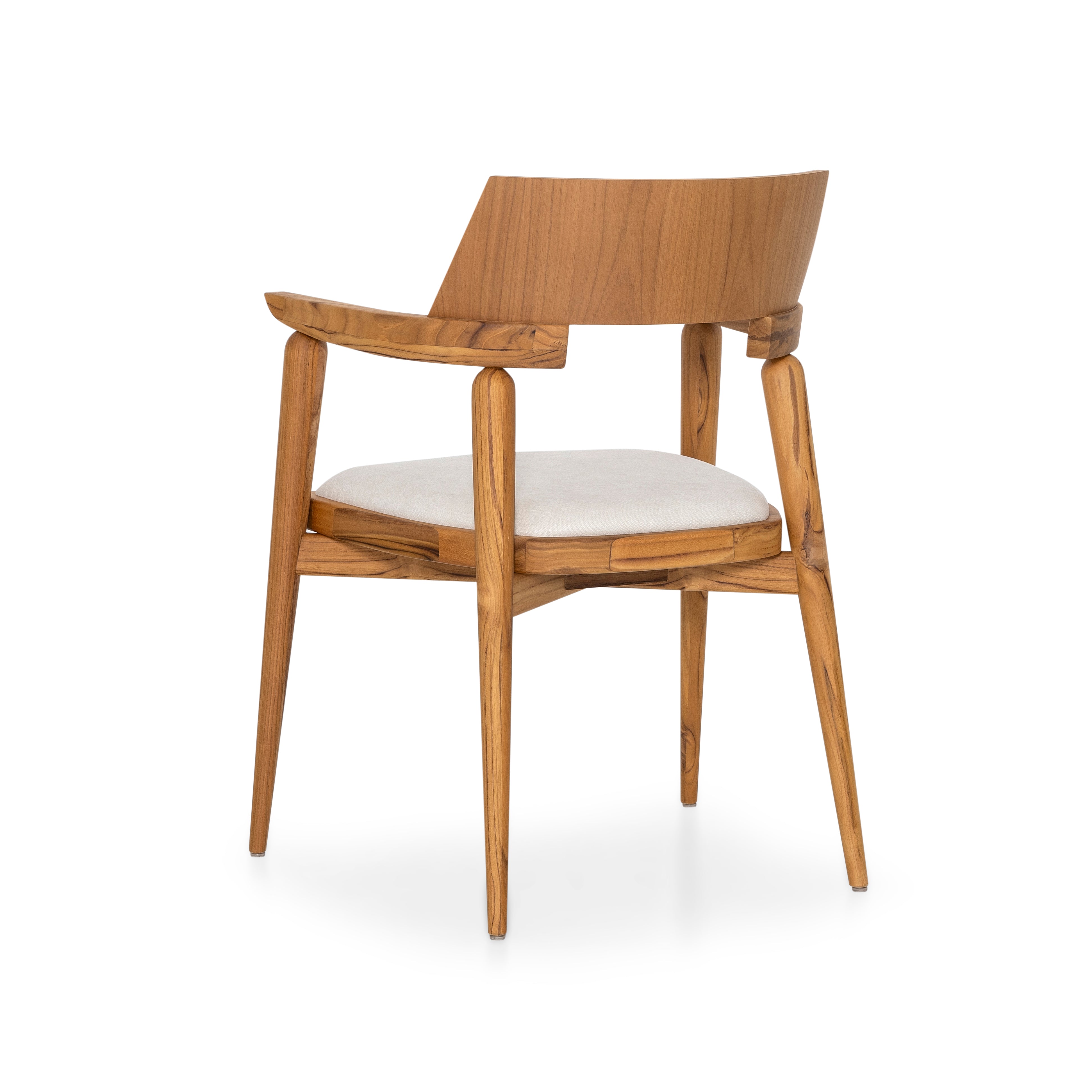 Wooden chair with a white cushion on a white background