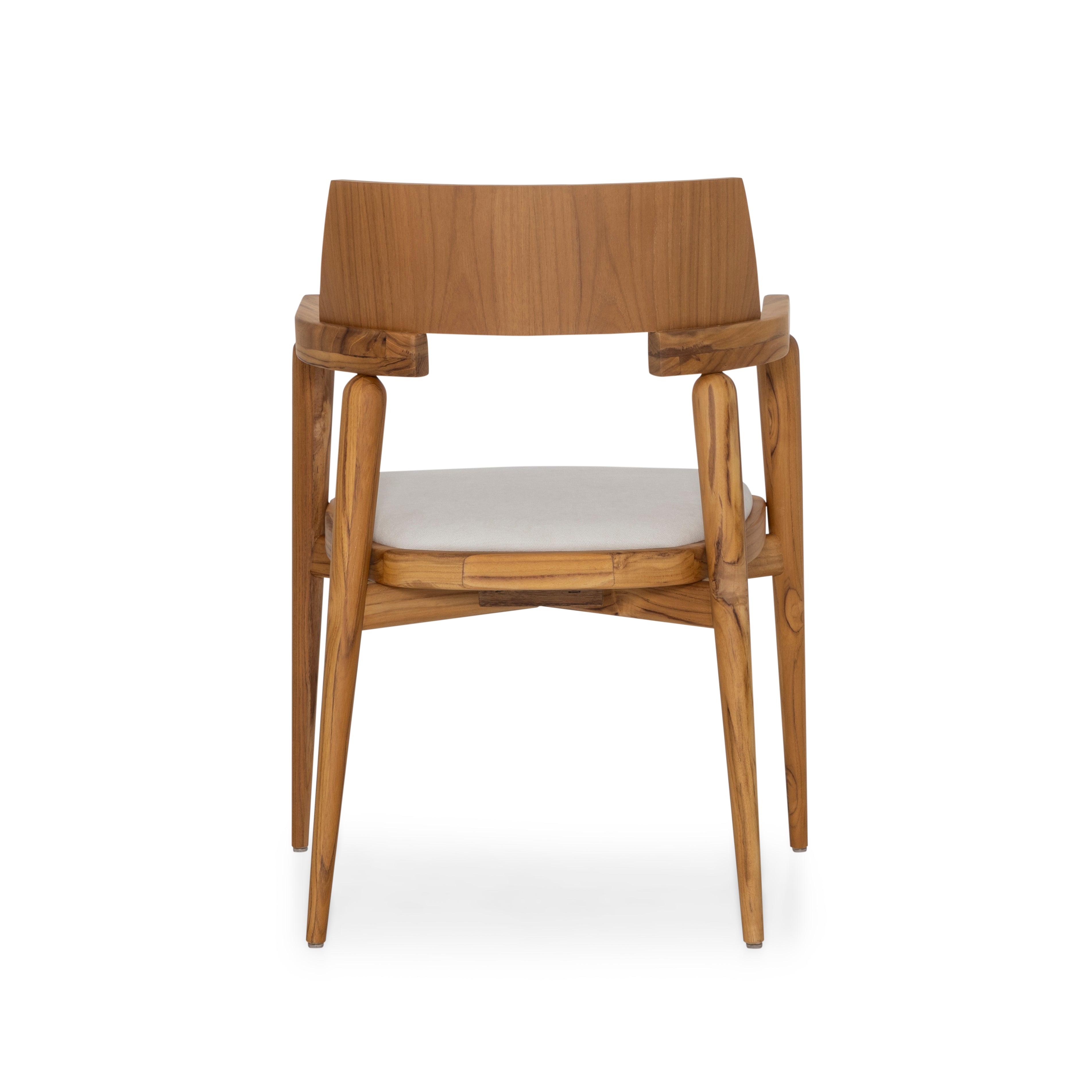 Wooden chair with a white cushion on a white background