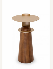TALHA 12" Side Table in Walnut and Gold