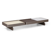 TRE Coffee Table in Walnut, White Marble and Mixed Light Cane
